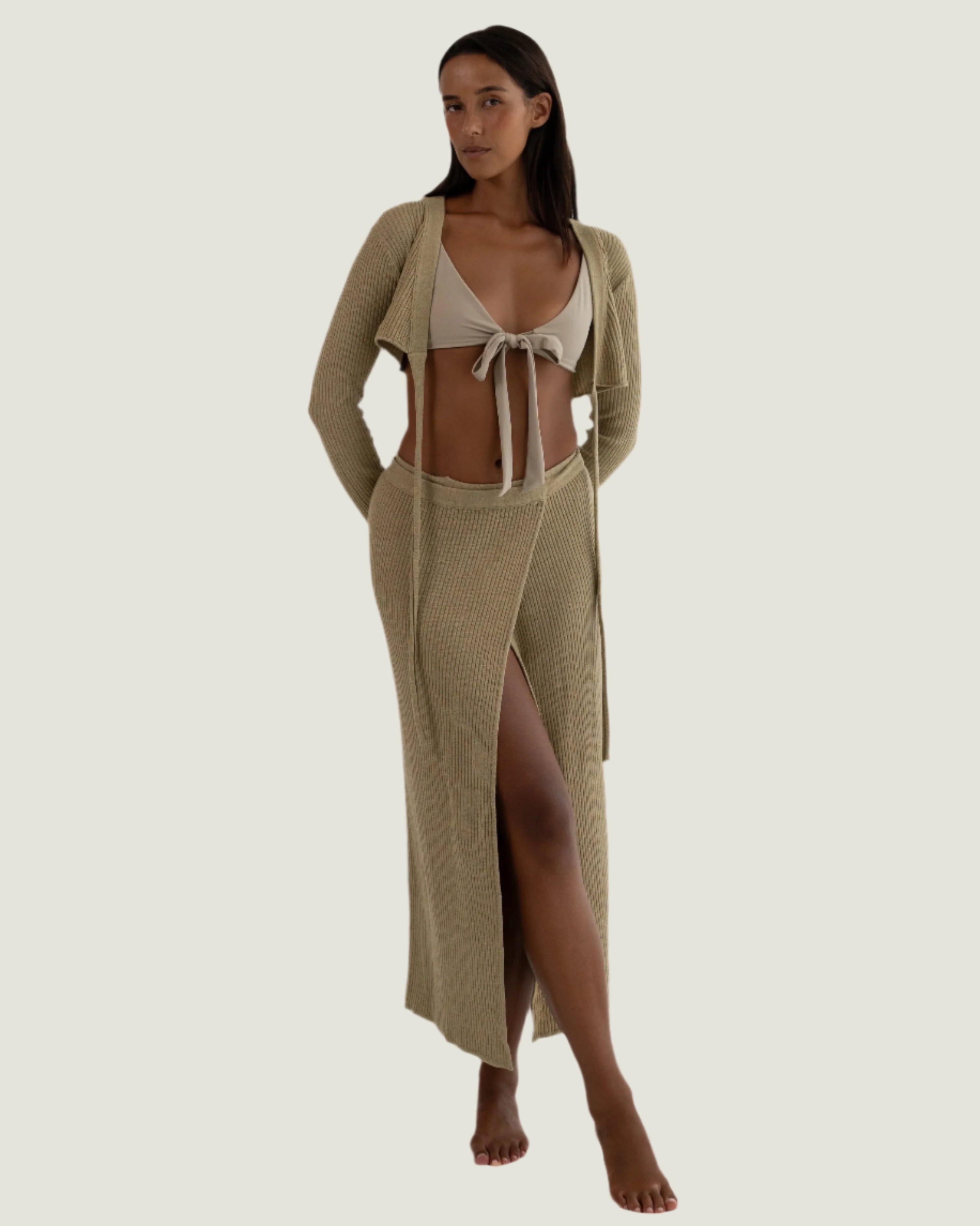 Nude Long Wrap Skirt