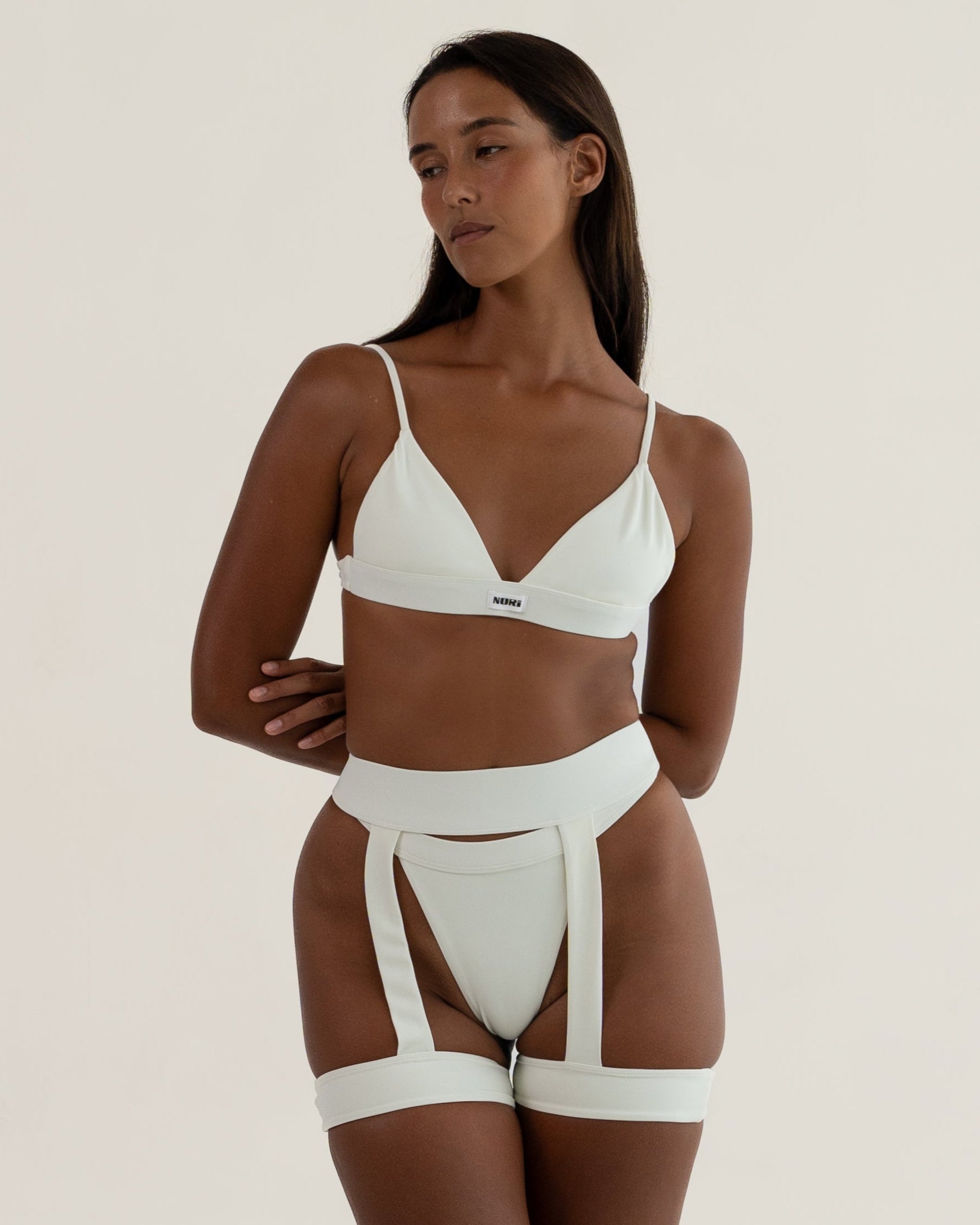 Ivory Thigh Garter Bikini