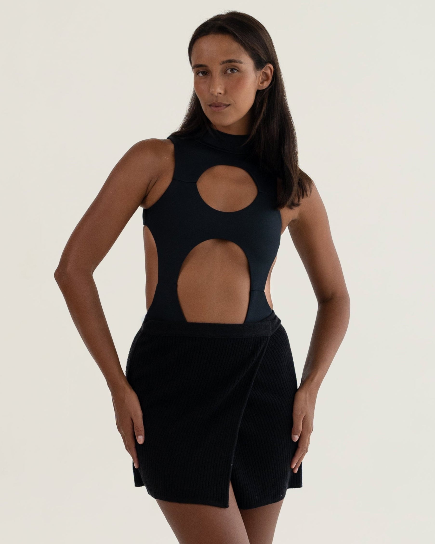 Black Mini Wrap Skirt