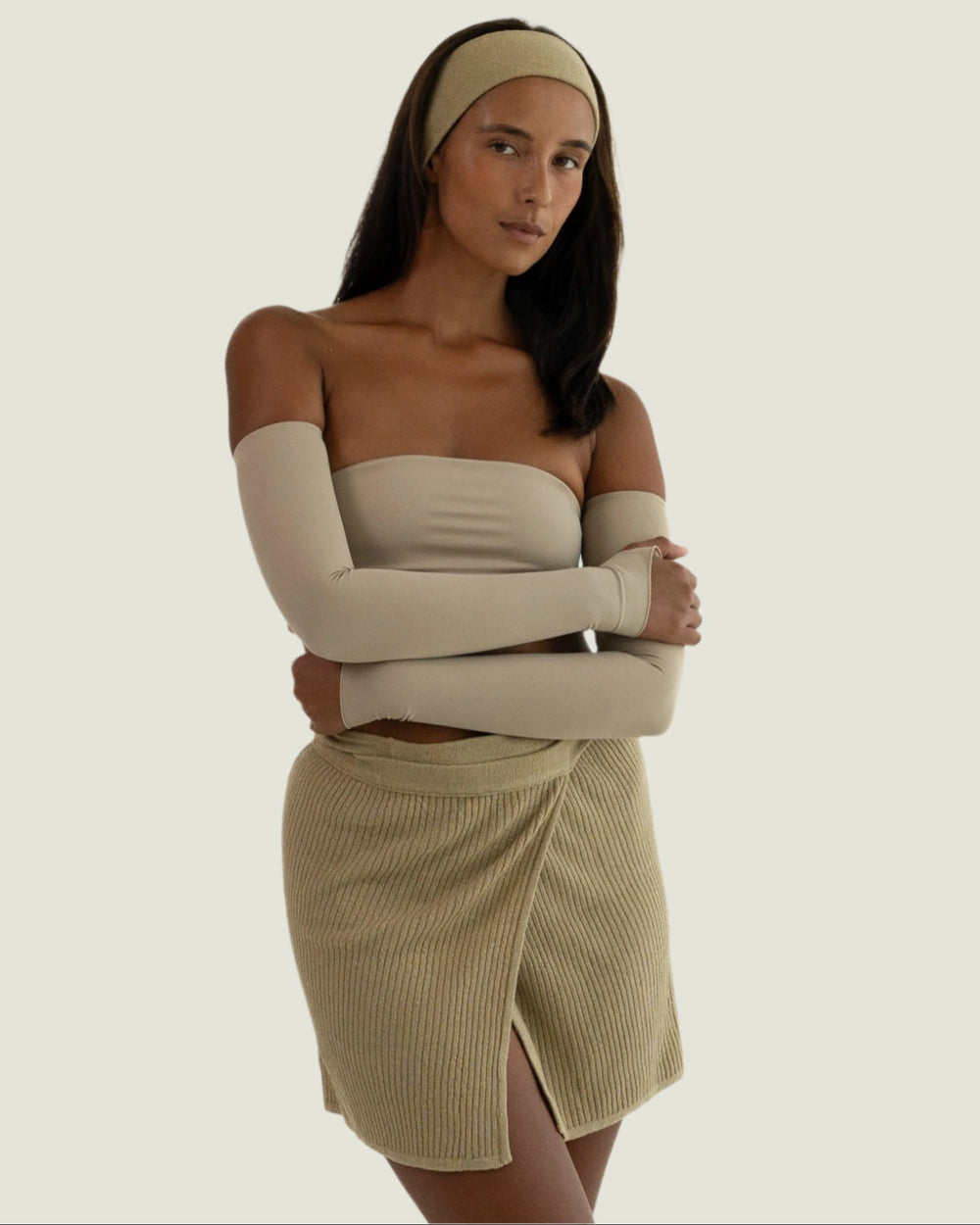 Nude Mini Wrap Skirt