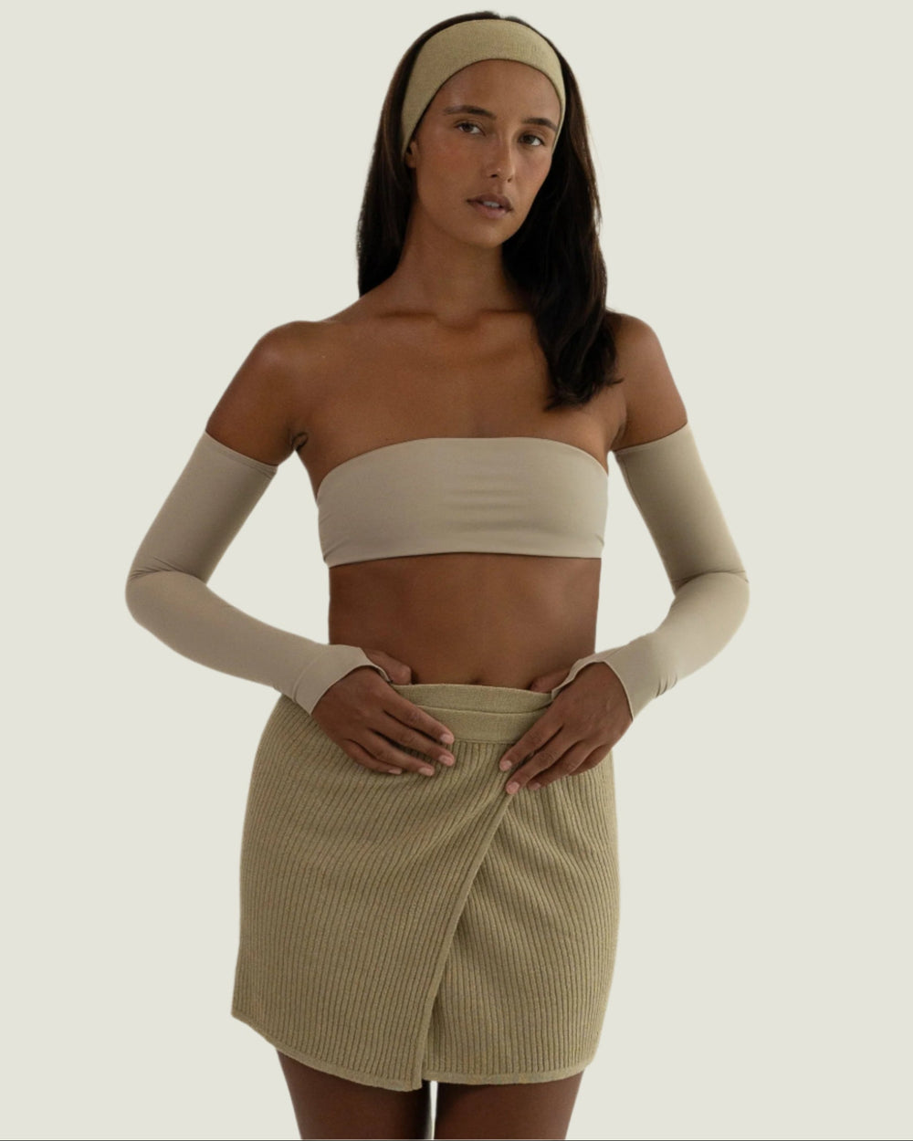 Nude Mini Wrap Skirt