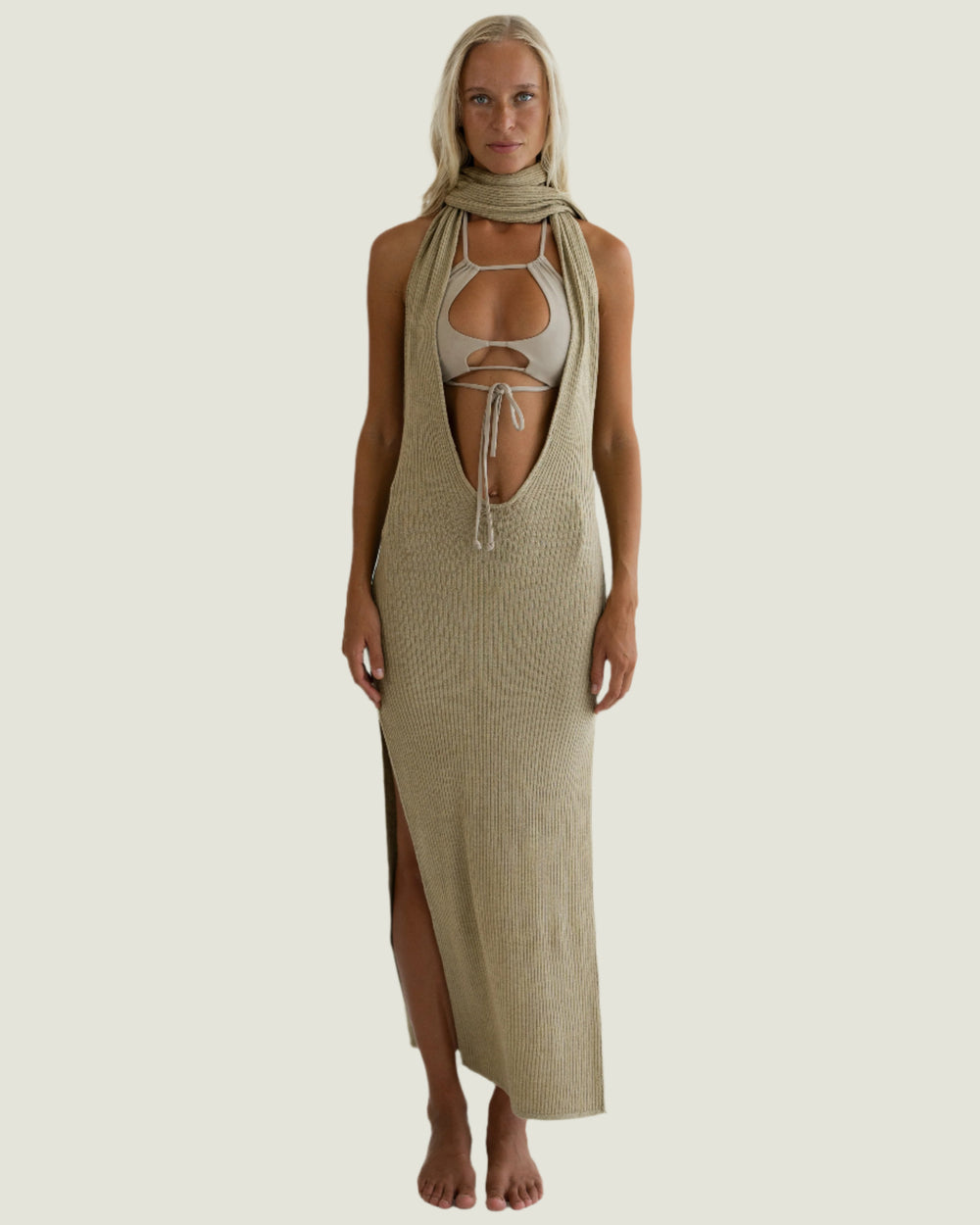 Nude Scarf Dress