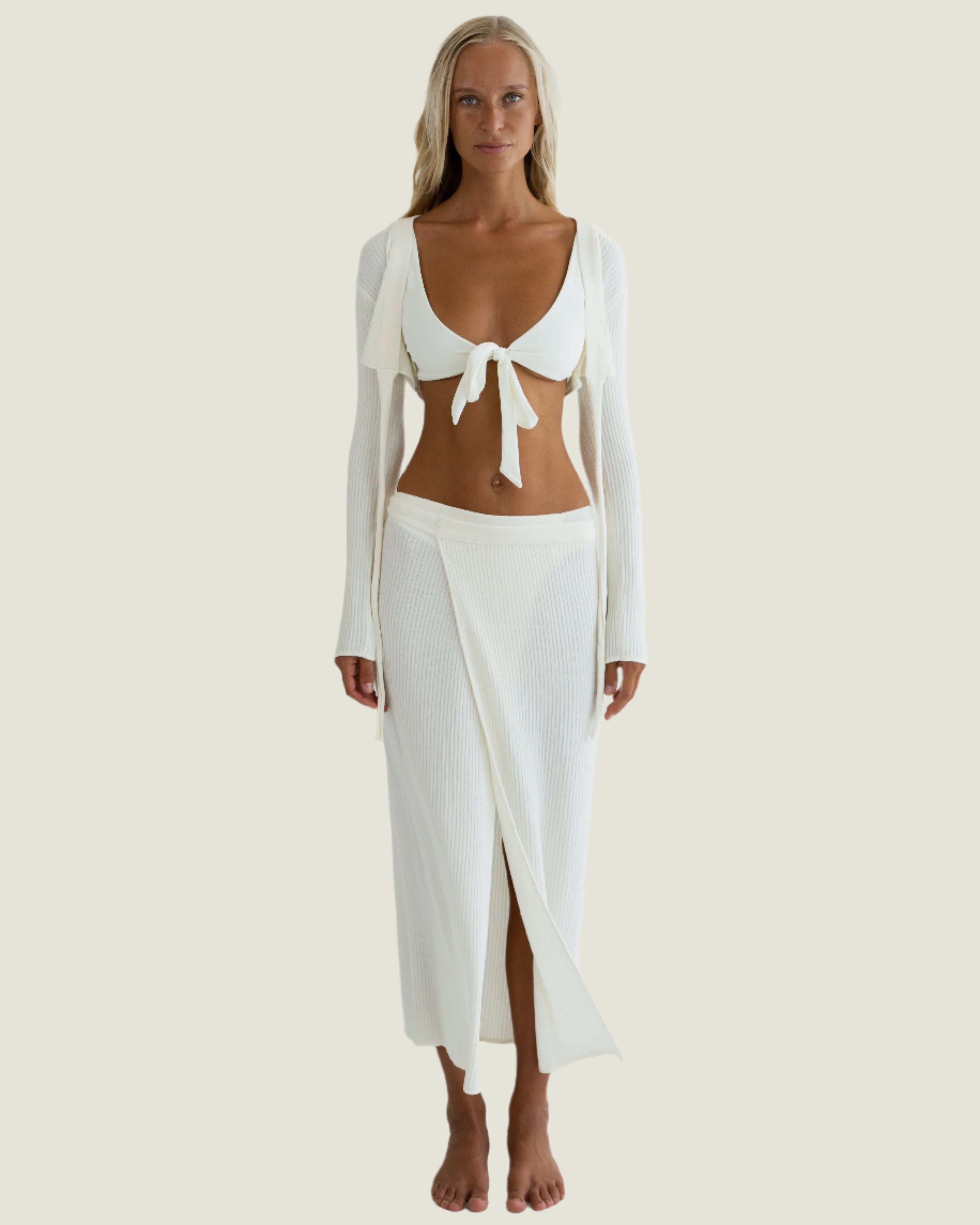 Ivory Long Wrap Skirt