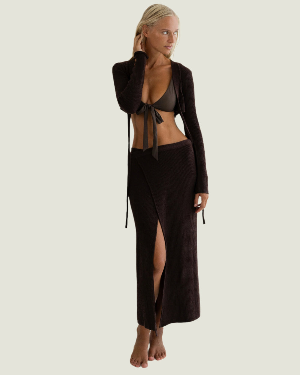 Cacao Long Wrap Skirt