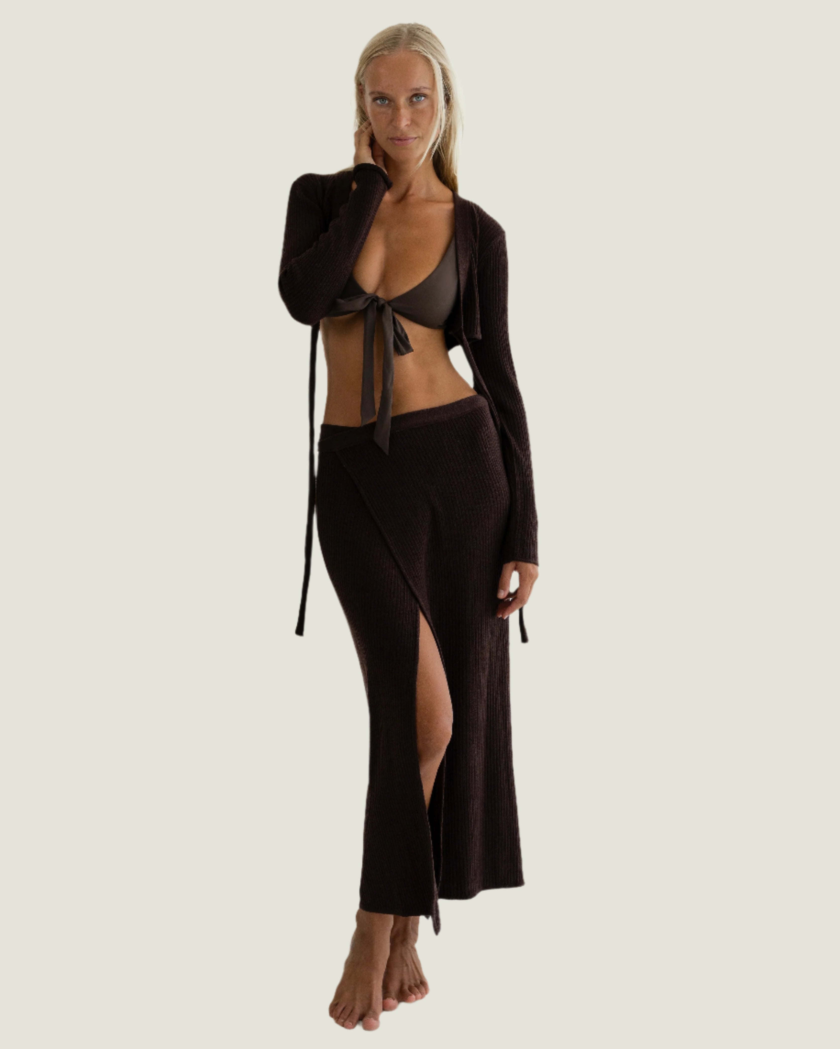 Cacao Long Wrap Skirt